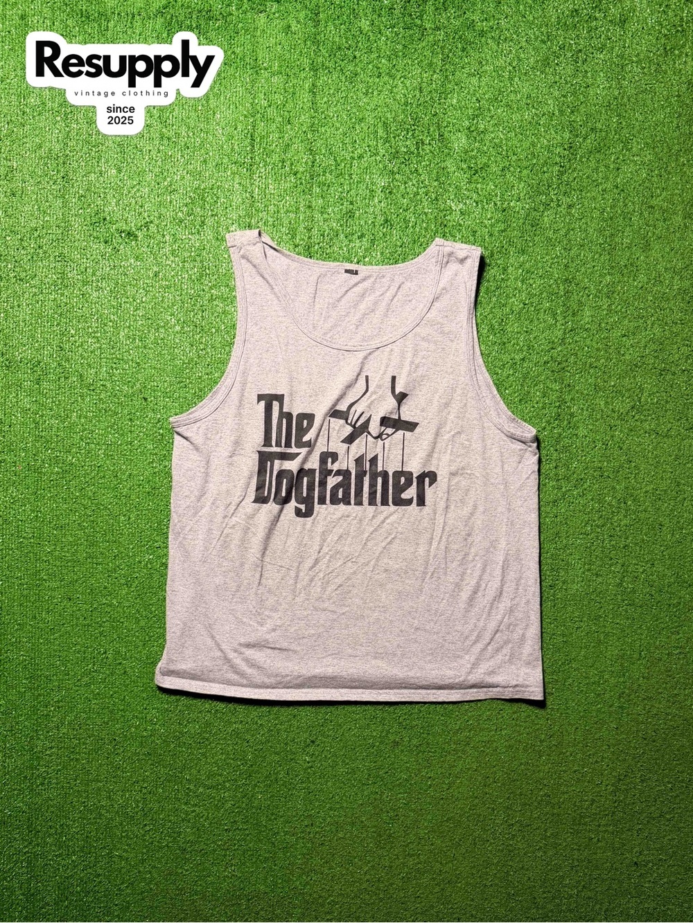 The Dogfather Graphic Tank Top in Light Gray
